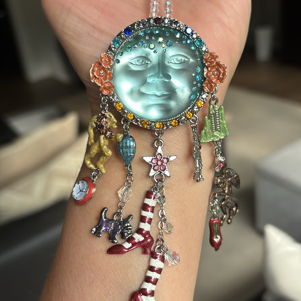 Kirks Folly Blue Moon Face Wizard Of Oz Theme Combination Brooch Necklace 150$